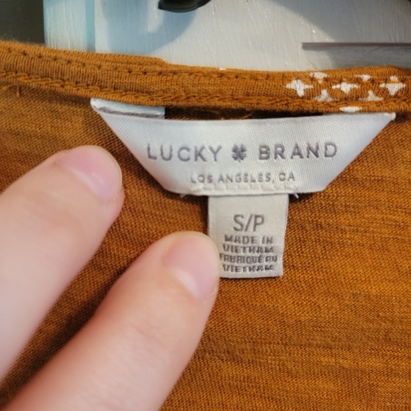 Lucky Brand Brown Long Sleeve Boho Peasant Top - Picture 3 of 5